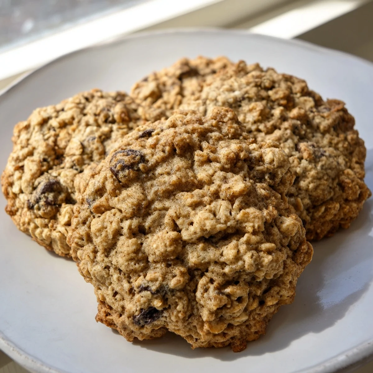 Warm chewy banana oatmeal cookies studded with oats fresh from the oven