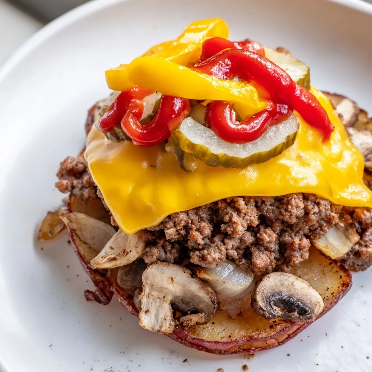 Cheeseburger hobo packets packed with seasoned beef and colorful vegetables over a campfire