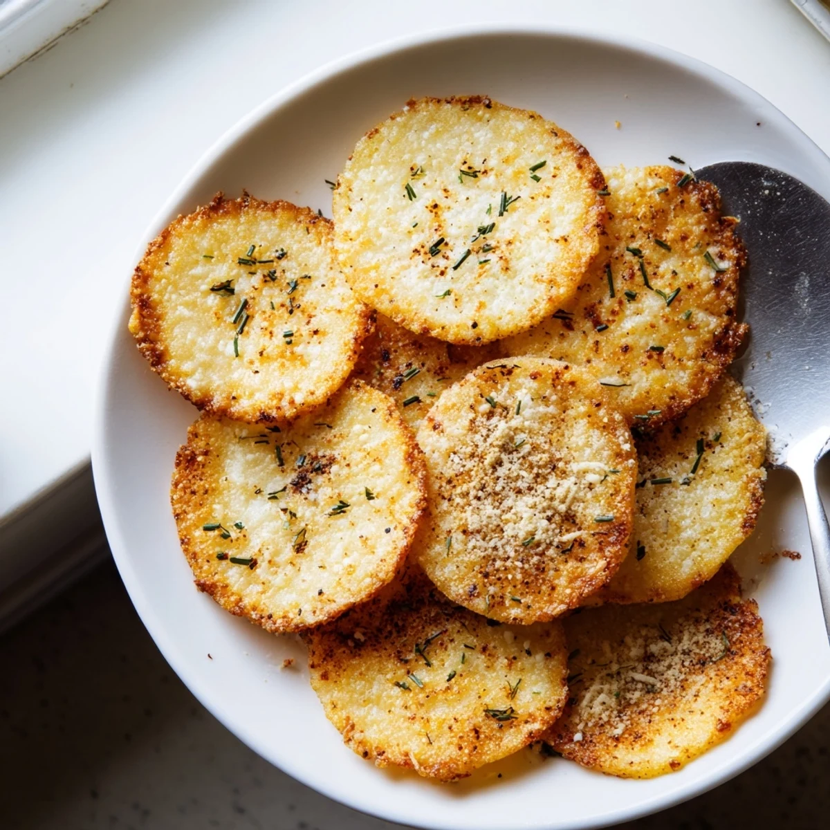 Savory cottage cheese chips stacked in a bowl, perfectly crunchy and sprinkled with smoked paprika