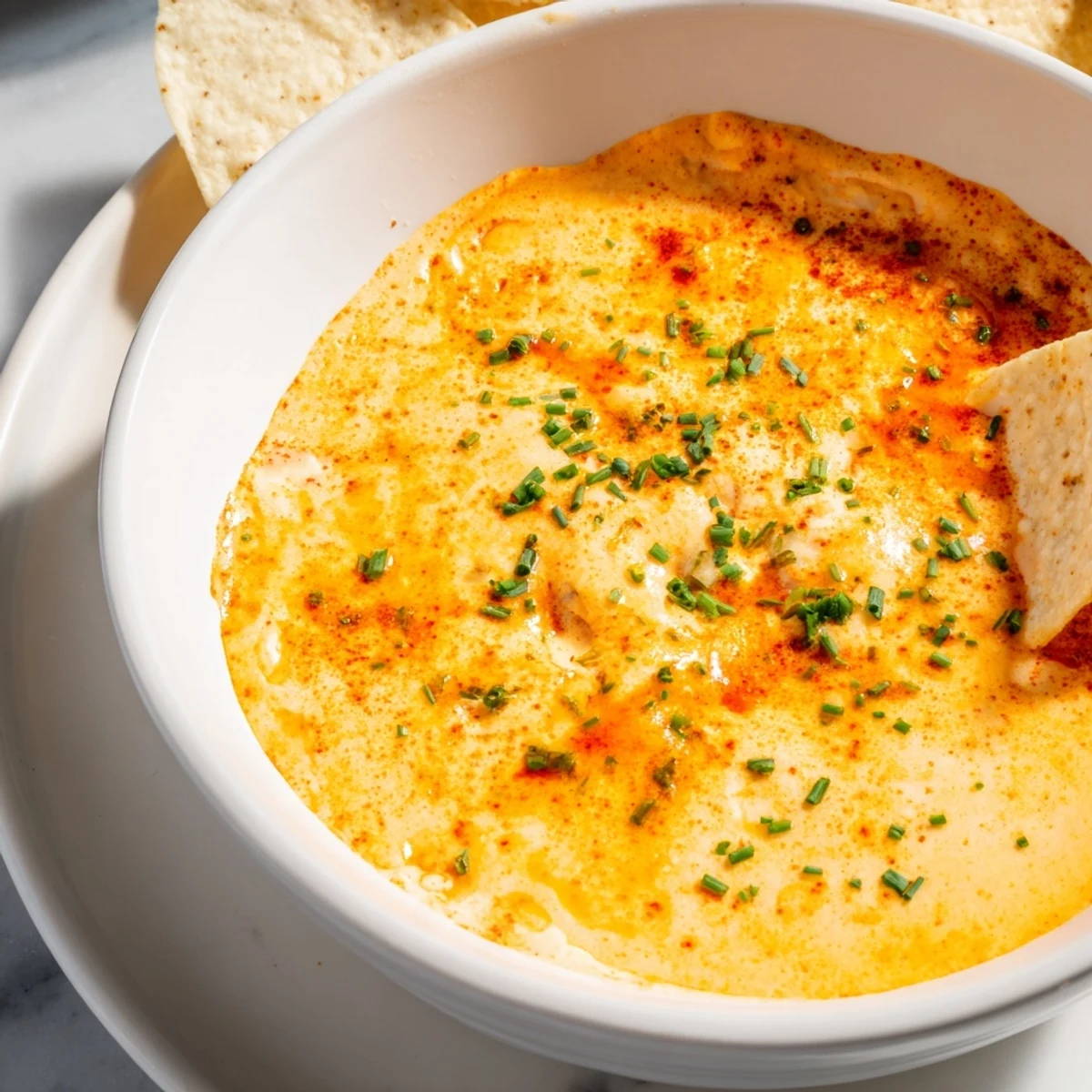 Creamy cheddar cheese dip in a bowl, ready for game day snacking
