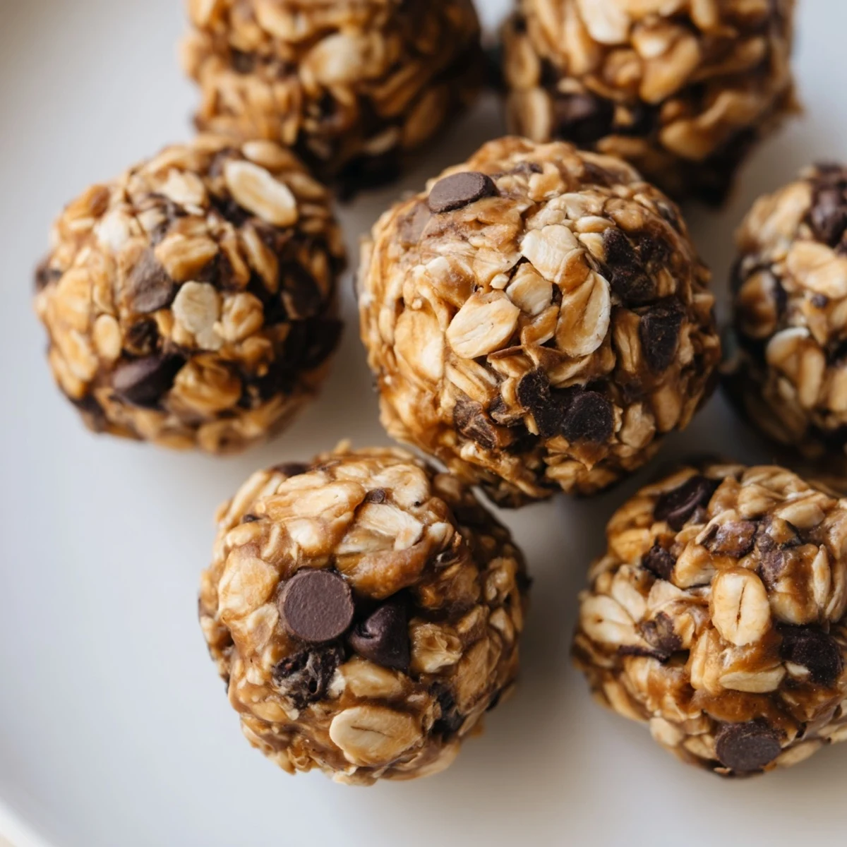 Decadent Snickers energy balls rolled with dark chocolate chips and roasted peanuts  