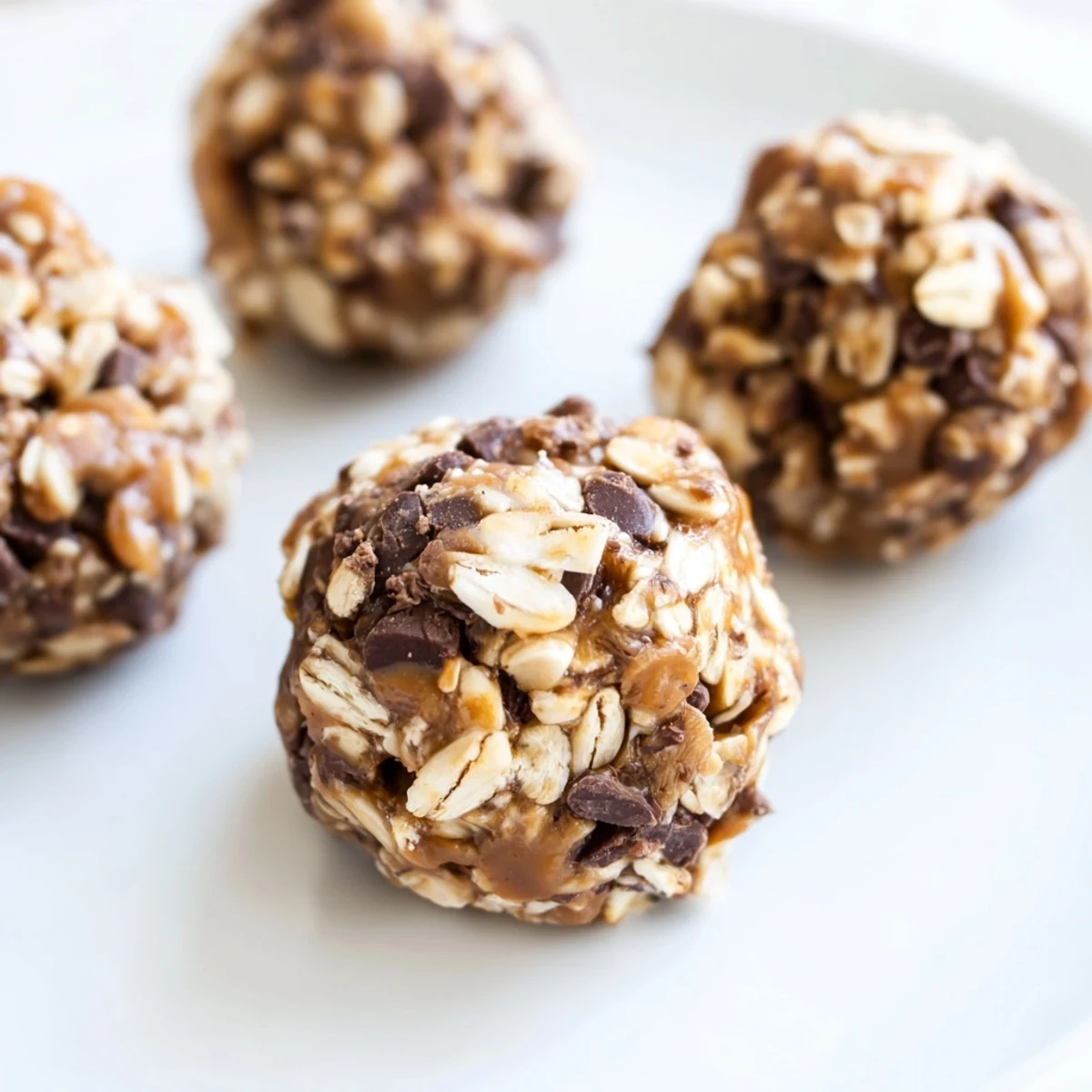 Wholesome Snickers energy bites topped with flaky salt and rich chocolate swirls