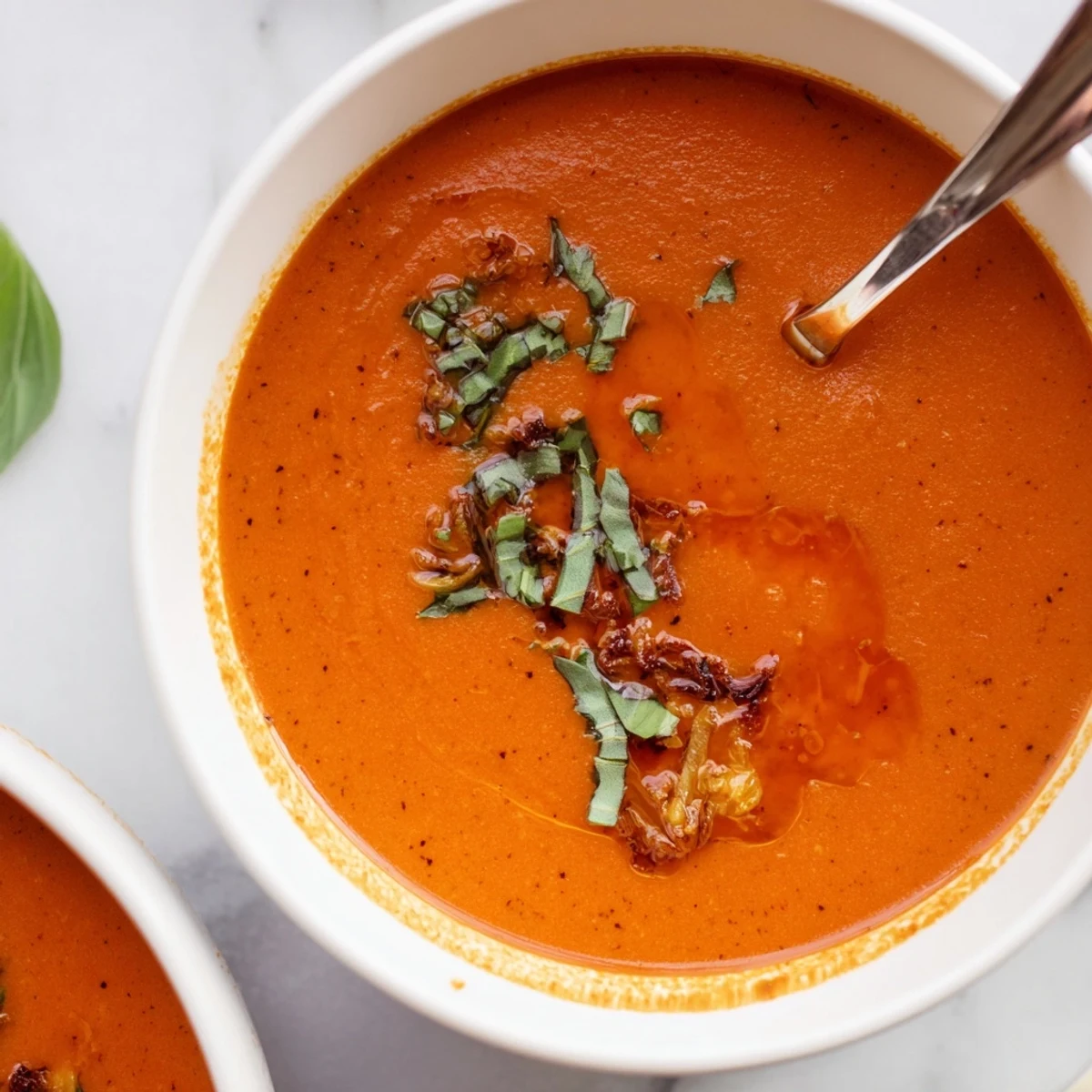 Golden grilled cheese dipped into homemade roasted tomato basil soup.