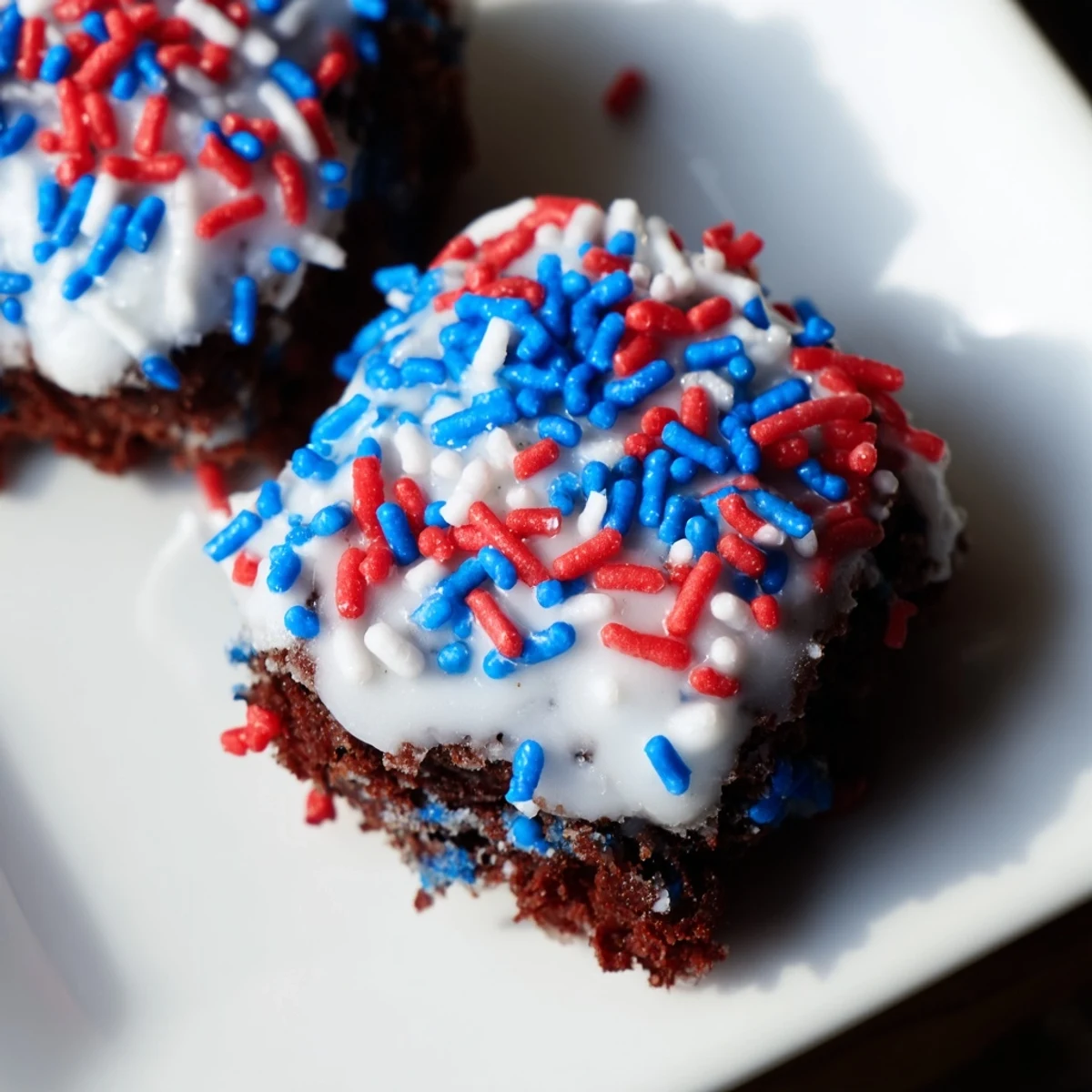 Bite-sized Fourth of July brownies perfect for patriotic parties and gatherings.