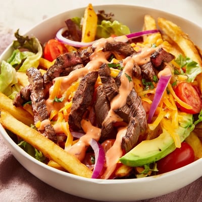 Steak Strips Crispy Fries Bowl