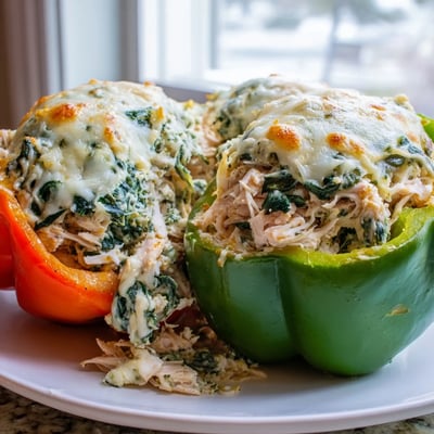 Chicken Florentine Stuffed Peppers
